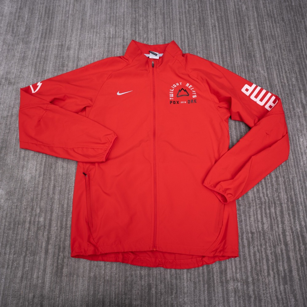 Nike Running Jacket Mens Small Red Excellent Twilight Relays PDX 2018 Full Zip